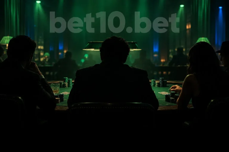 Yeşil lamba altında fişler ve kapalı kartlarla poker masası