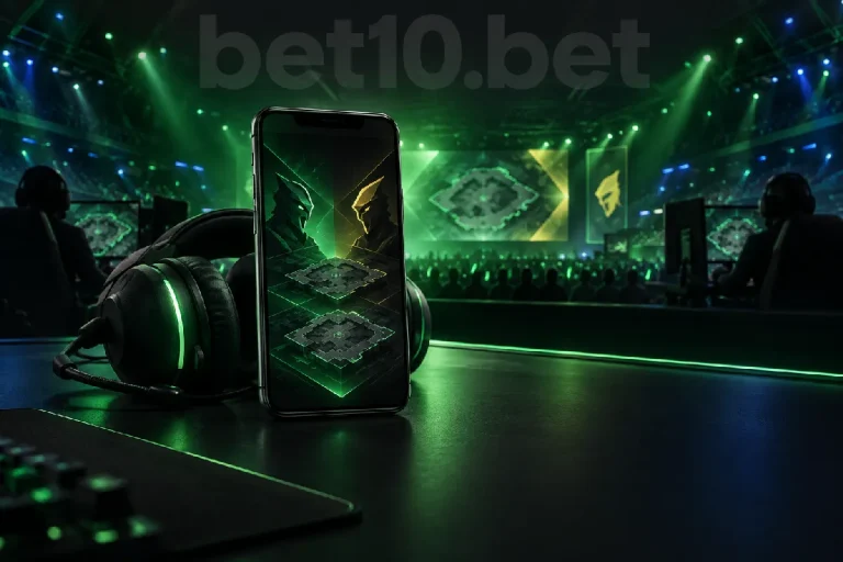 Esportes bahis türlerini temsil eden soyut harita şekilleri, koyu yeşil ışıklı oyun masasındaki telefon ekranında görülüyor.